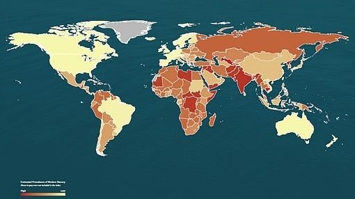 Índice de esclavitud a nivel mundial según la fundación Walk Free