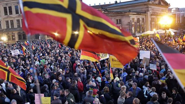Una manifestación contra la inmigración realizado en Dresde