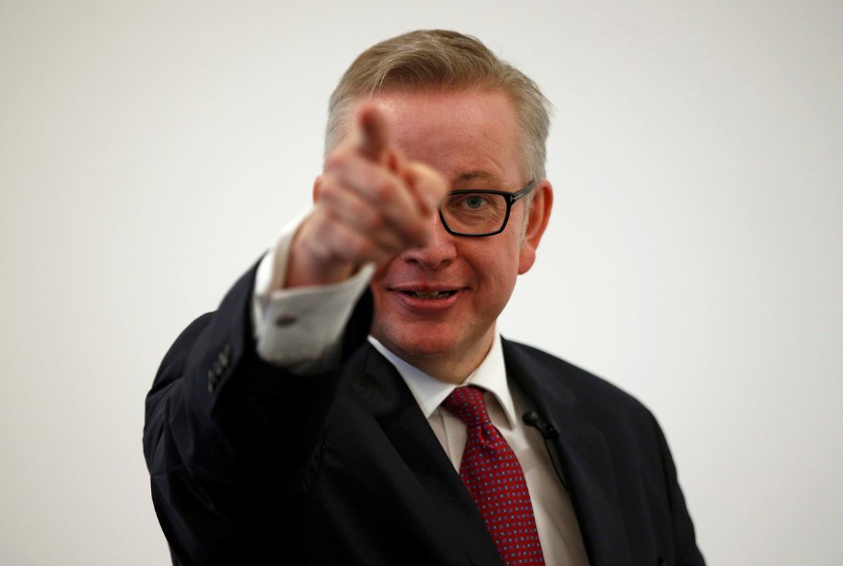 Michael Gove, durante la rueda de prensa en la que anunció que se presentaba para suceder a Camerorn