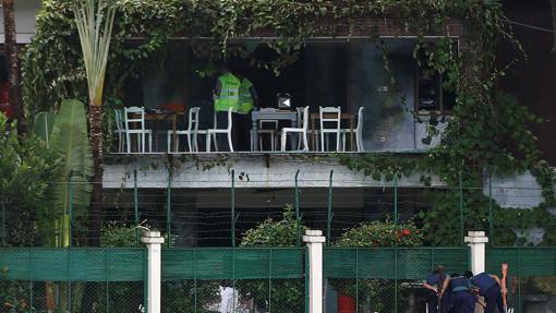 Restaurante asaltado el pasado sábado en Dacca (Bangladesh), con el saldo de 20 rehenes asesinados