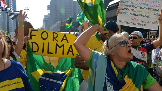 Manifestantes contra Dilma Rousseff, el pasado 31 de julio en Sao Paulo