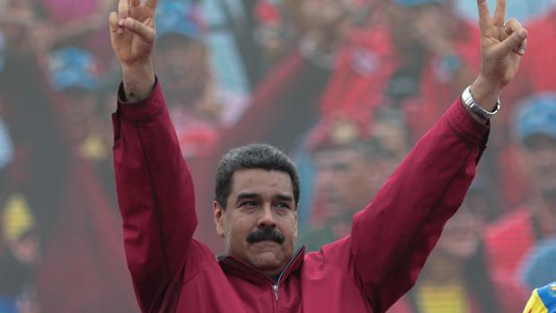 Nicolás Maduro, durante una manifestación en apoyo a su gobierno ayer jueves