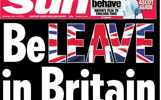Una de las portadas de «The Sun» en favor de la salida británica de la UE