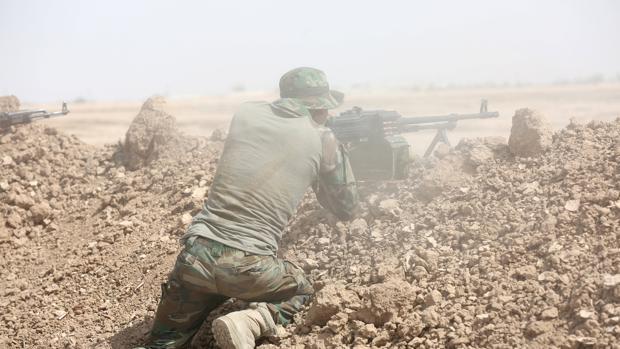 Un combatiente de las milicias chiíes, en un frente iraquí contra Daesh