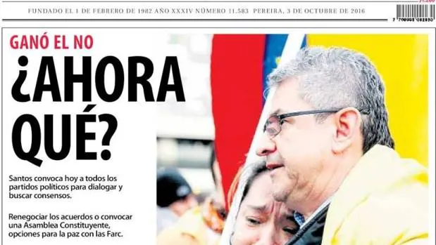 Portada de «El Diario / La tarde» colombiano