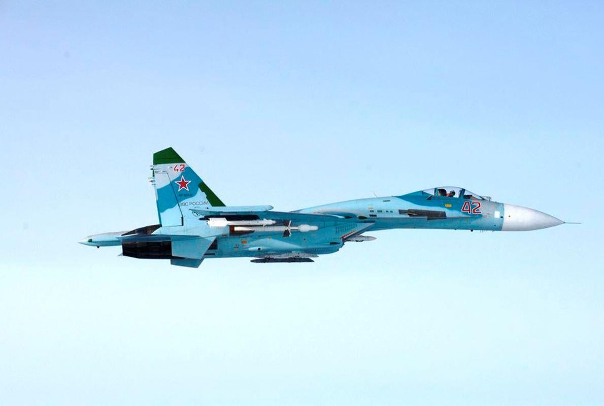 Avión ruso SU-27 que sobrevoló el espacio aéreo finlandés, cerca de Porvoo