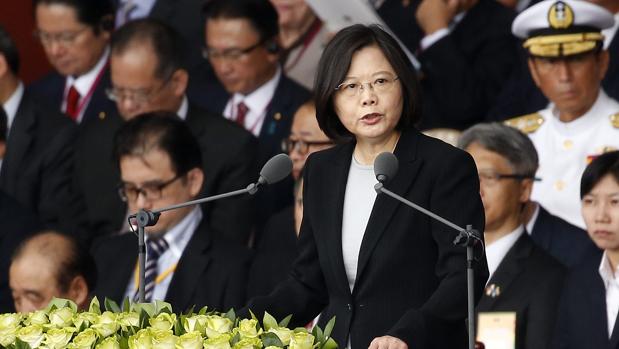 La presidenta de Taiwán, Tsai Ing-wen, durante el discurso
