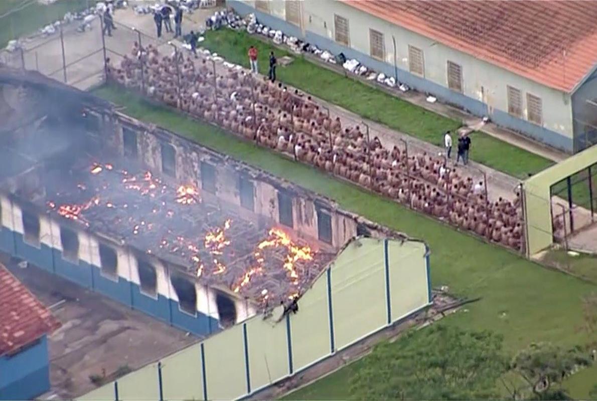 Imagen aérea de la prisión Franco da Rocha, en el estado de Sao Paulo, este lunes