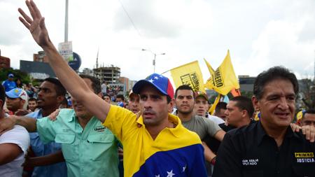 Henrique Capriles, en la protesta de este miércoles en Caracas