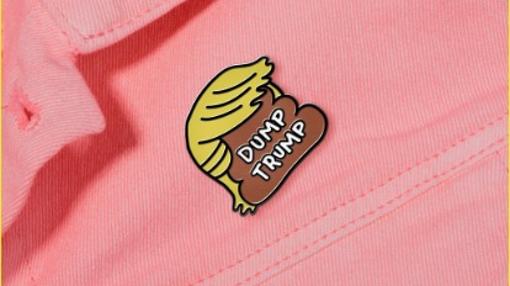 Pin de una campaña en contra del candidato republicano, Donald Trump