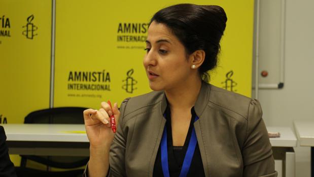 Nareen Shammo el pasado mes de diciembre en la sede de Amnistía Internacional en Madrid