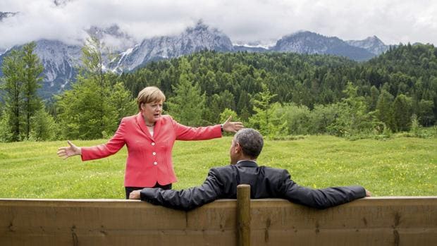 Una de las fotos más memorables de Obama y Merkel, en 2015 en la cumbre del G-7 en Elmau