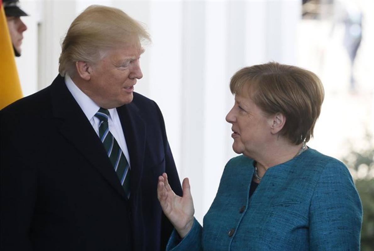 Donald Trump y Angela Merkel, durante la visita de esta a Washington