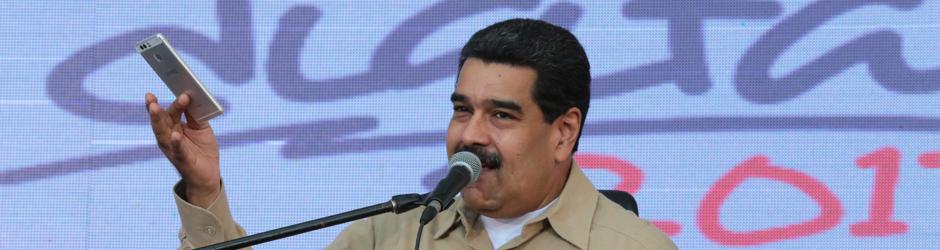 El presidente de Venezuela, Nicolás Maduro, hablando durante un acto con simpatizantes