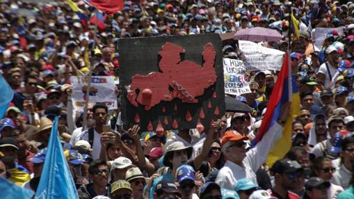 Protesta opositora el sábado en Caracas