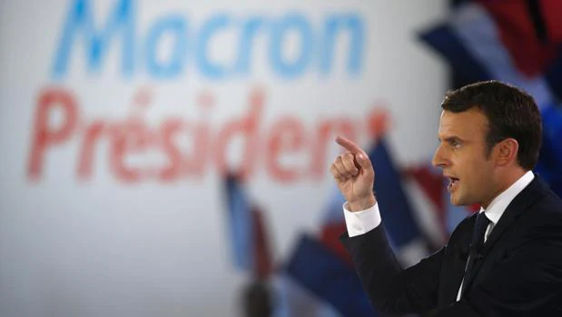 Emmanuel Macron, en un discurso de la campaña presidencial