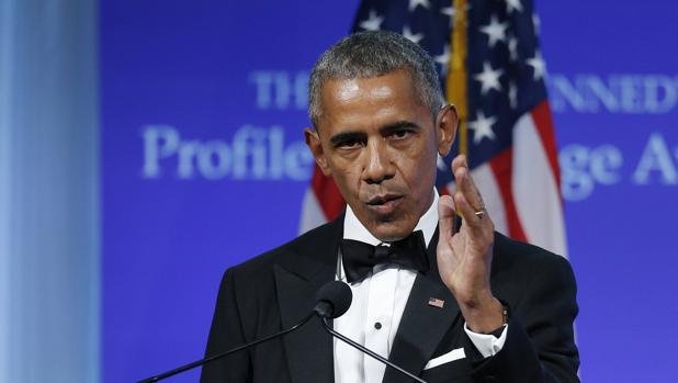 Barack Obama durante su discurso en la ceremonia de entrega del premio Perfiles de Coraje