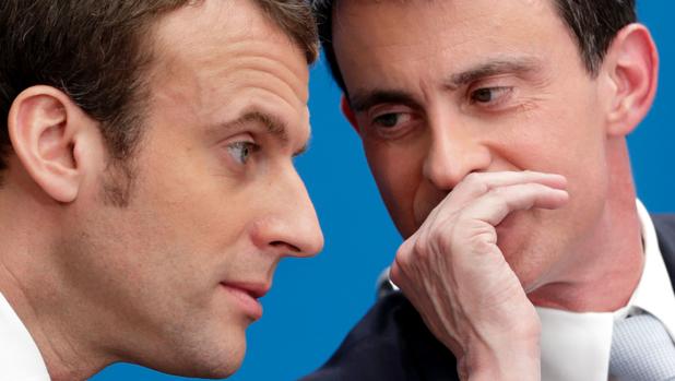 Macron y Valls en abril de 2015, cuando formaban parte del equipo gubernamental de Hollande