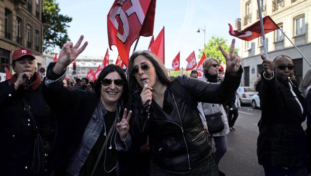 Un momento de la manifestación contra los recortes y la supresión de puestos de trabajo