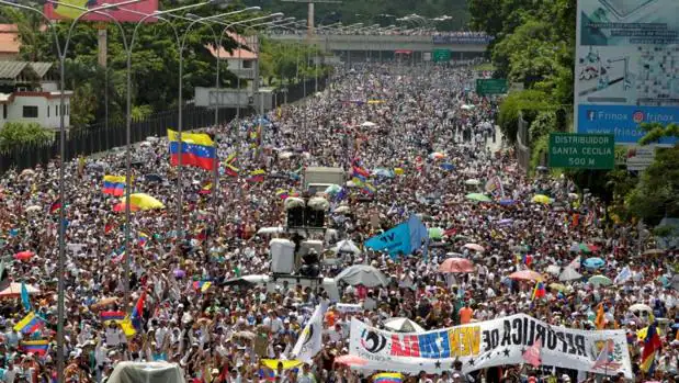 Protesta contra el Gobierno de Nicolás Maduro, este sábado en Caracas