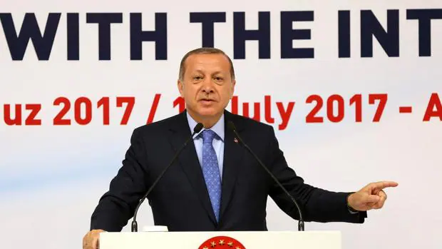 El presidente turco, Recep Tayyip Erdogan, durante un discurso ante inversores extranjeros