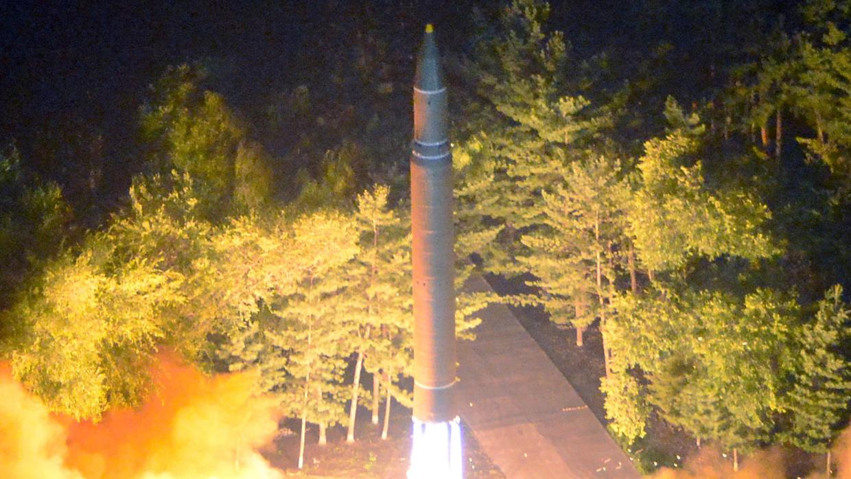 Imagen del último misil lanzado por Corea del Norte