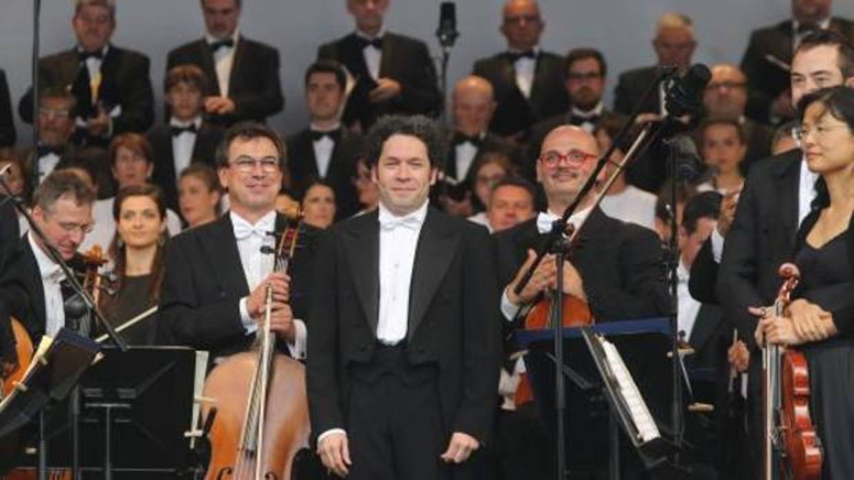 Gustavo Dudamel en su concierto en Santiago de Compostela el mes pasado