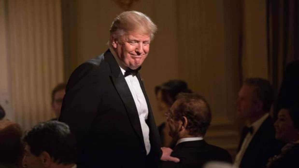 El presidente de Estados Unidos, Donald Trump, este jueves durante la cena de la Asociación Histótica de la Casa Blanca