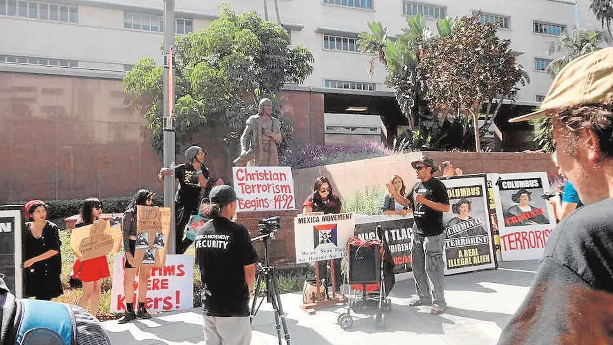 Protesta contra la figura de Colón en California