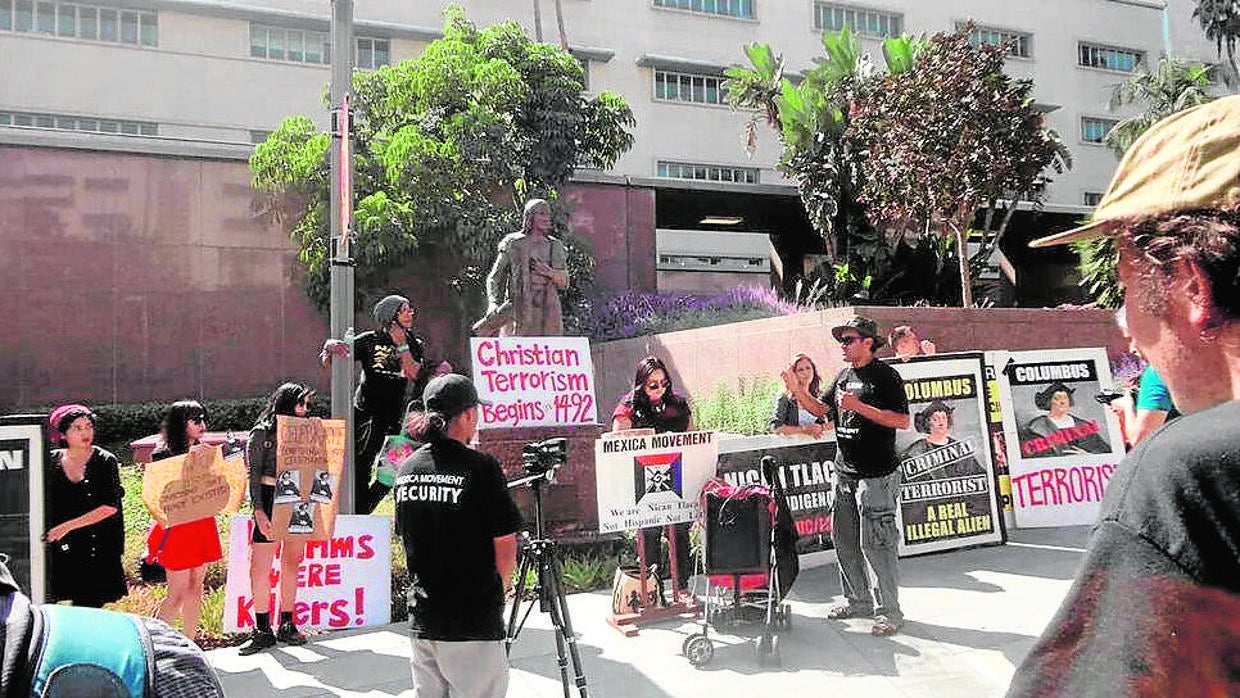 Protesta contra la figura de Colón en California