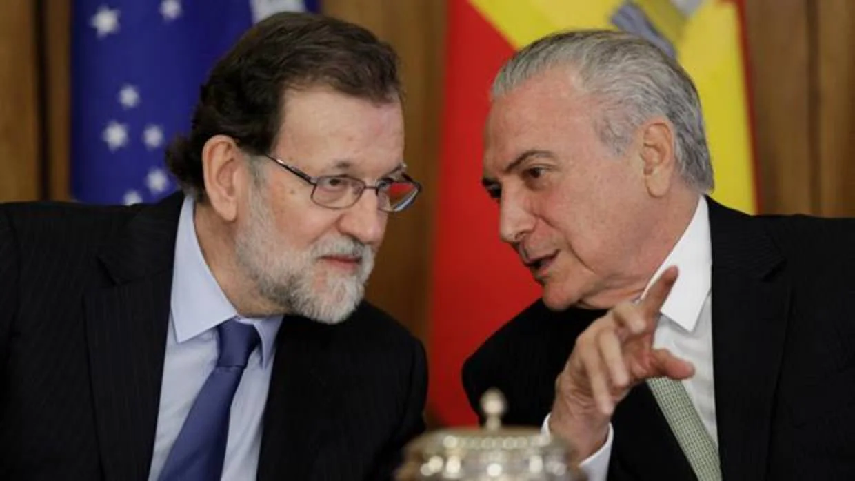 Mariano Rajoy y el presidente brasileño, Michel Temer, en Madrid en el mes de abril