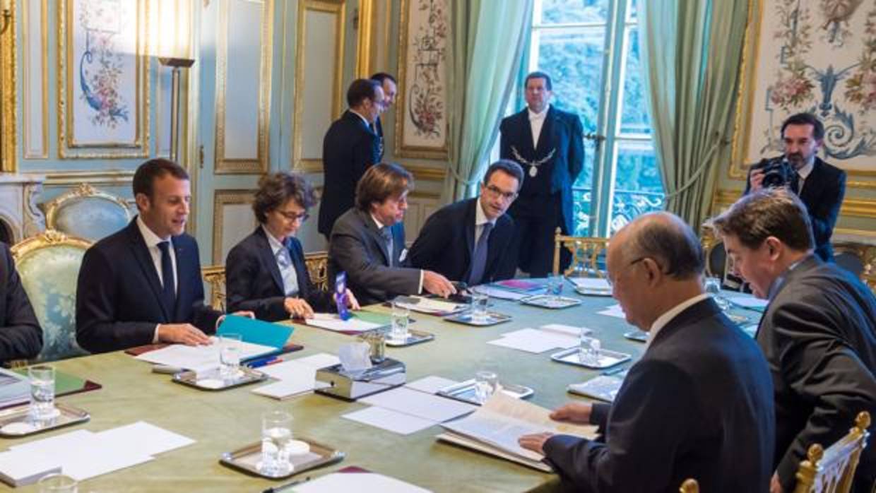 El presidente Macron, en una reunión en El Elíseo