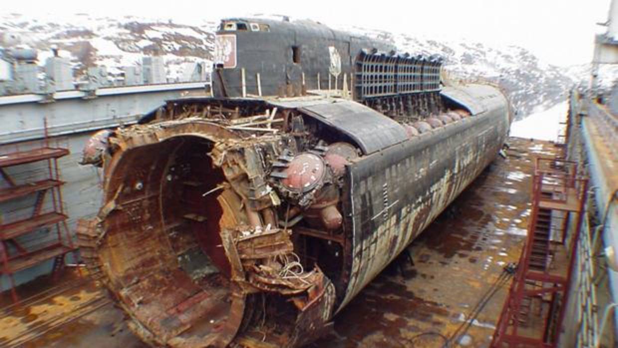 Parte del submarino Kursk, que fue recuperado años después