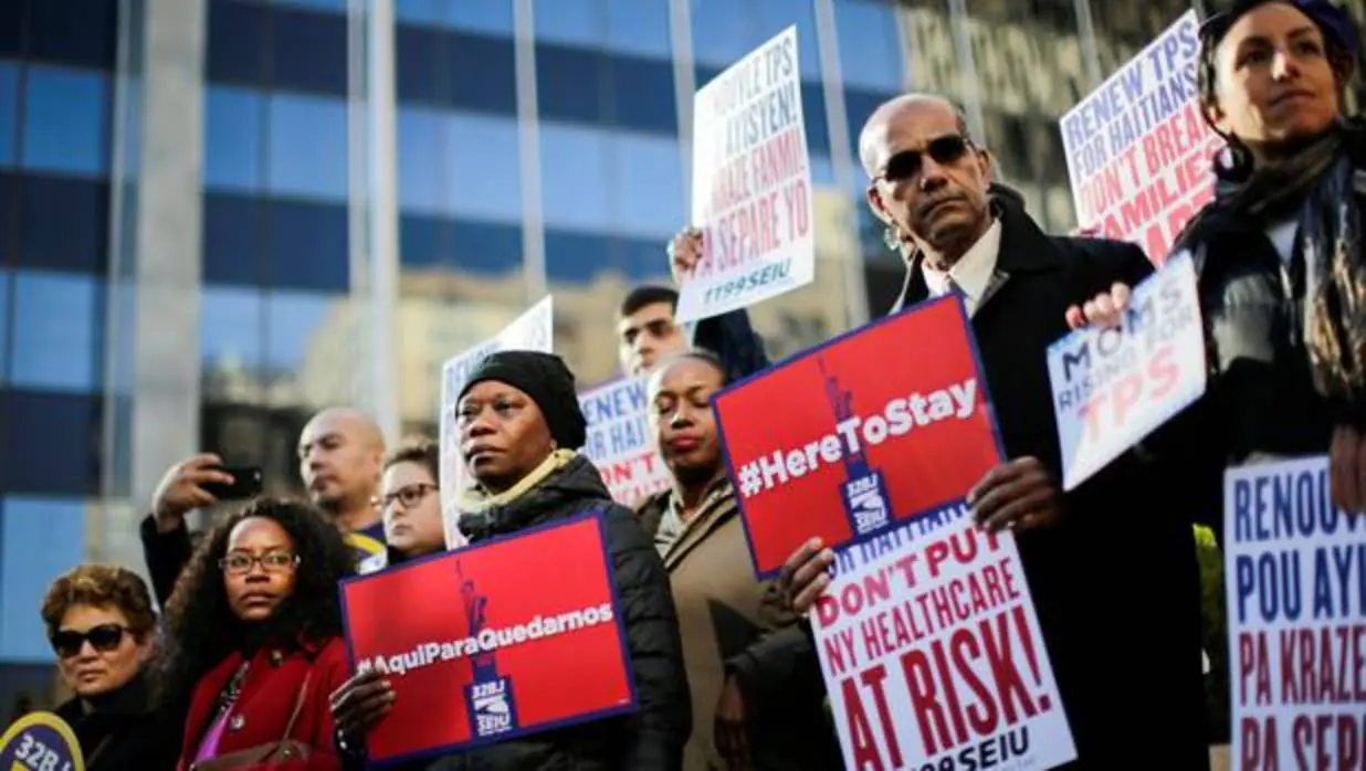 Manifestación de inmigrantes haitianos en Nueva York