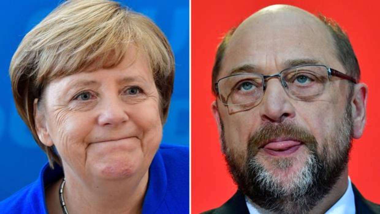 Fotomontaje de Angela Merkel y Martin Schulz