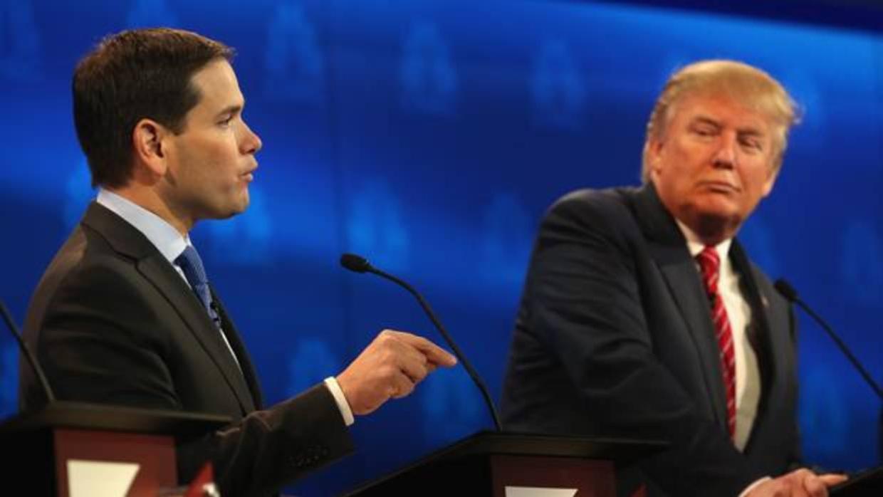 Marco Rubio y Donald Trump, durante un debate en la campaña para las primarias republicanas en 2015