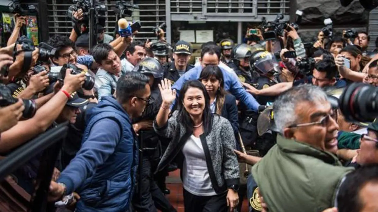 Keiko Fujimori, a la salida de la Fiscalía tras pretar declaración por el caso Odebrecht