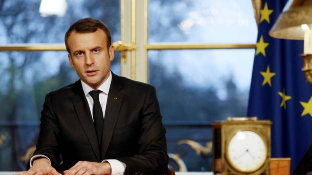 El presidente Macron, en el palacio del Elíseo