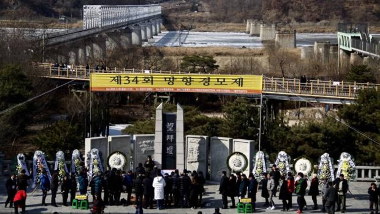 Ceremonia de Imjingak (Corea del Sur). Al otro lado del río, el Norte