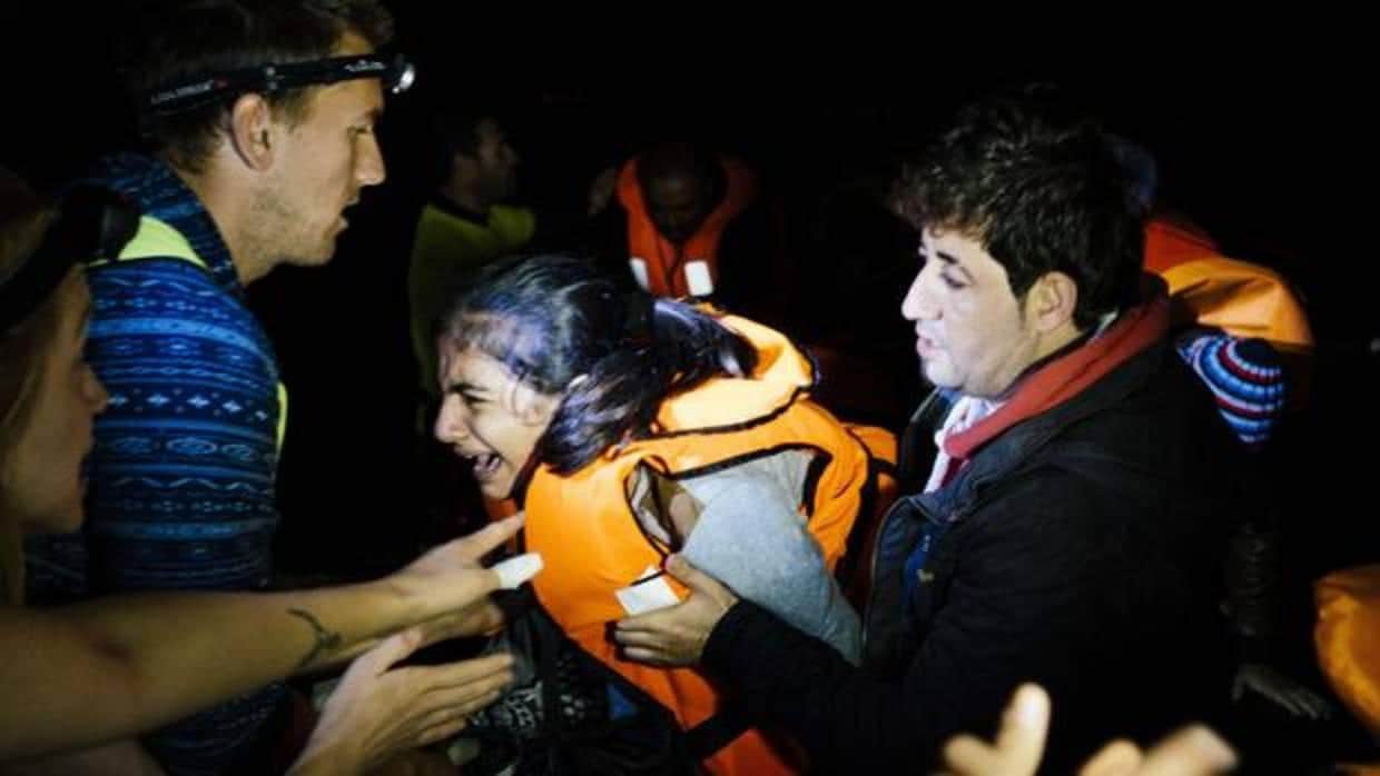 Llegada de migrantes a la isla de Lesbos desde Turquía en 2015