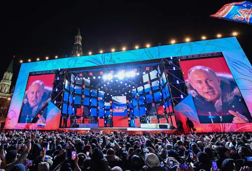 Celebración de la victoria electoral de Putin en Moscú