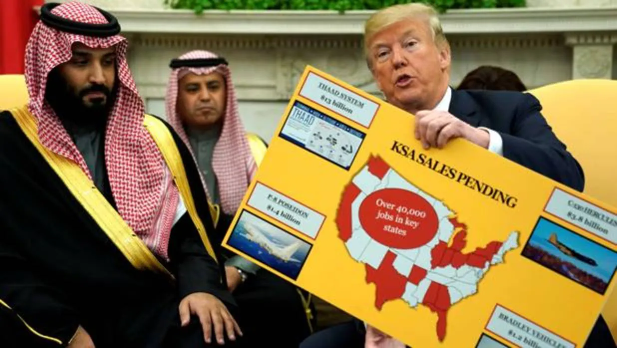 El Príncipe heredero de Arabia Saudí, Mohamed bin Salman, junto al presidente Trump en la Casa Blanca