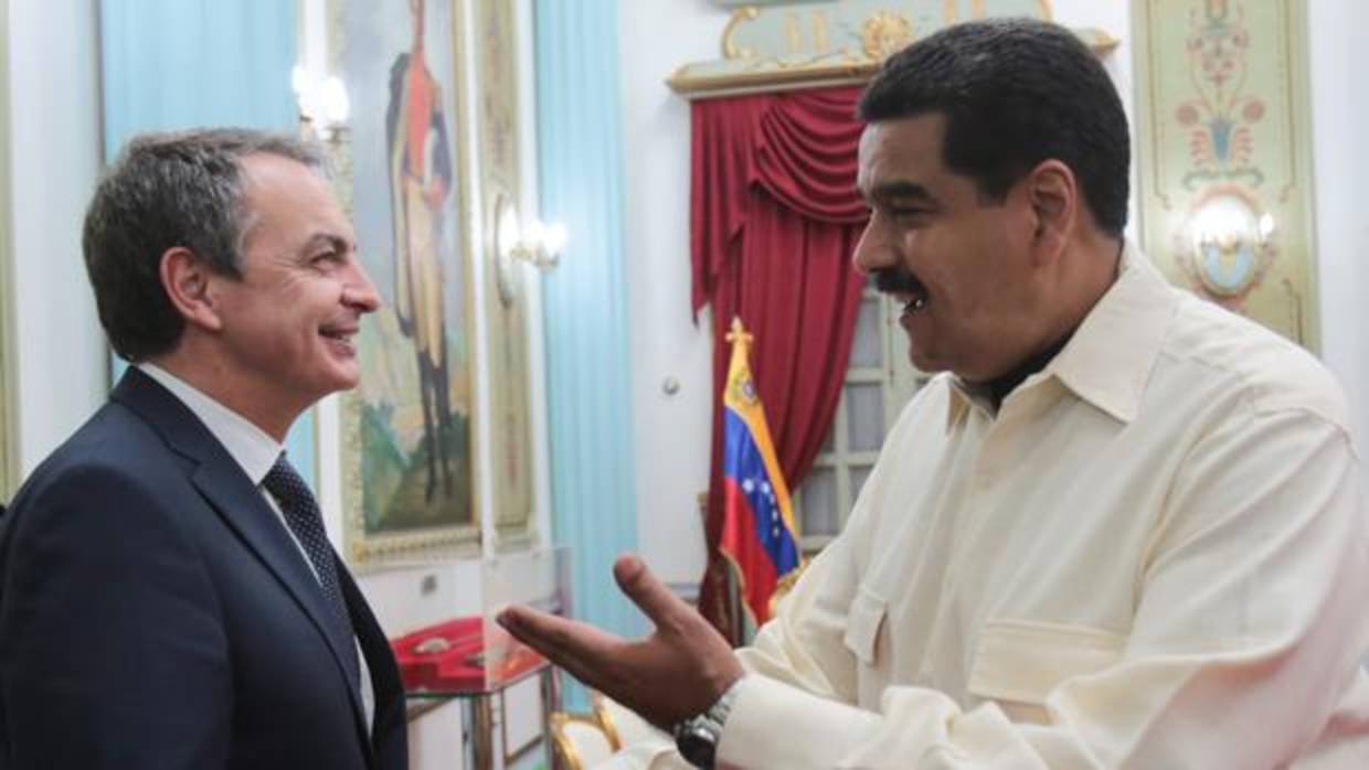 El expresidente Rodríguez Zapatero, don Nicolás Maduro, en una de sus visitas a Venezuela