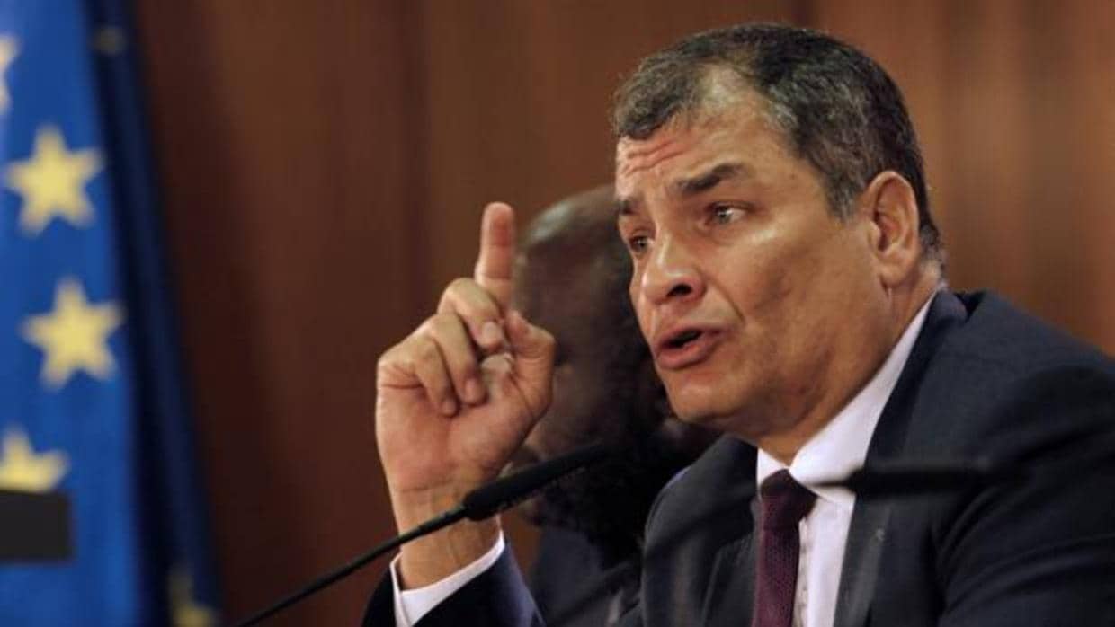 Rafael Correa, durante su intervención en el Club Internacional de Prensa en Madrid