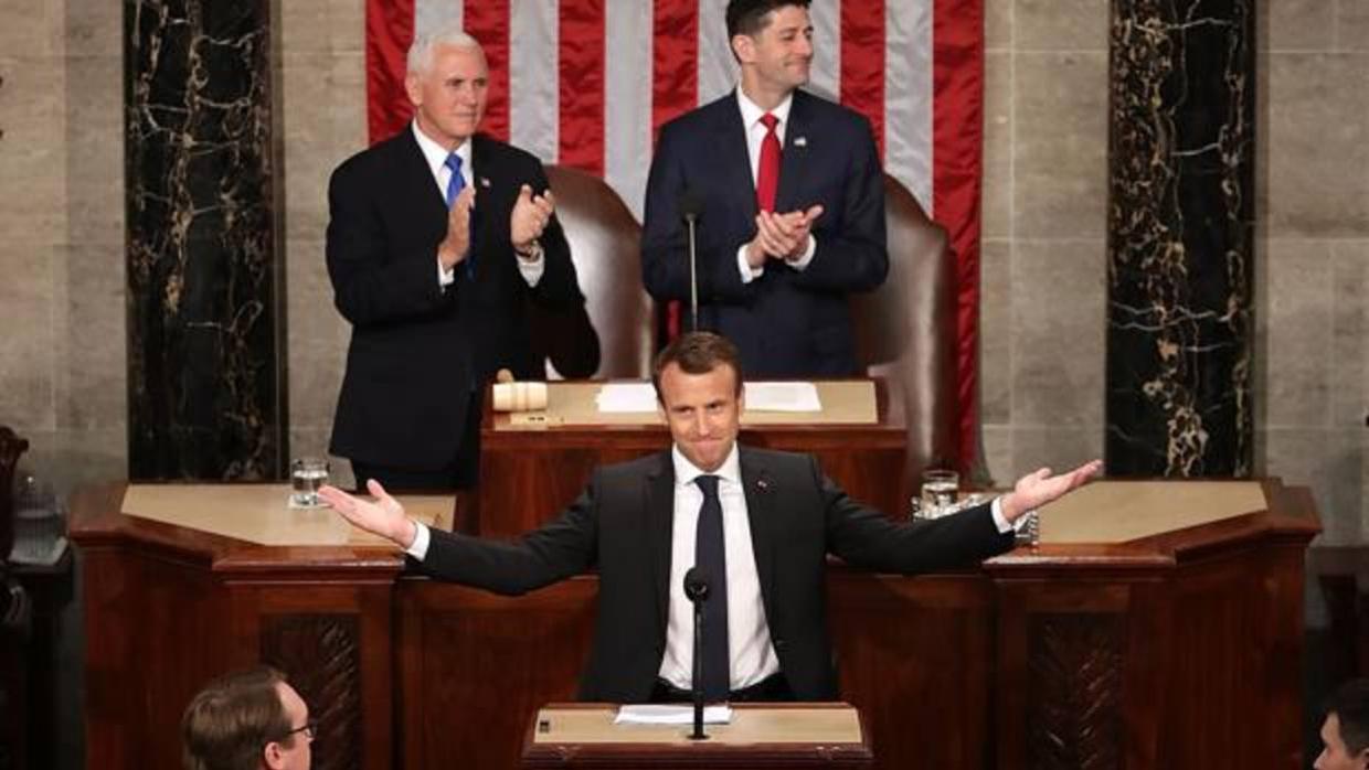 Emmanuel Macron, durante su intervención ante el Congreso de Estados Unidos