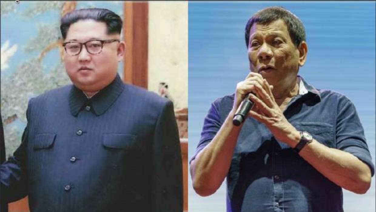 Kim Jong-un (izquierda) en un montaje junto a Duterte