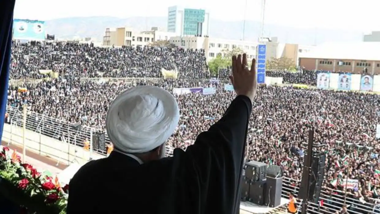 El presidente Rohani en su discurso en Teherán el 24 de abril en el que hizo una advertencia a Trump