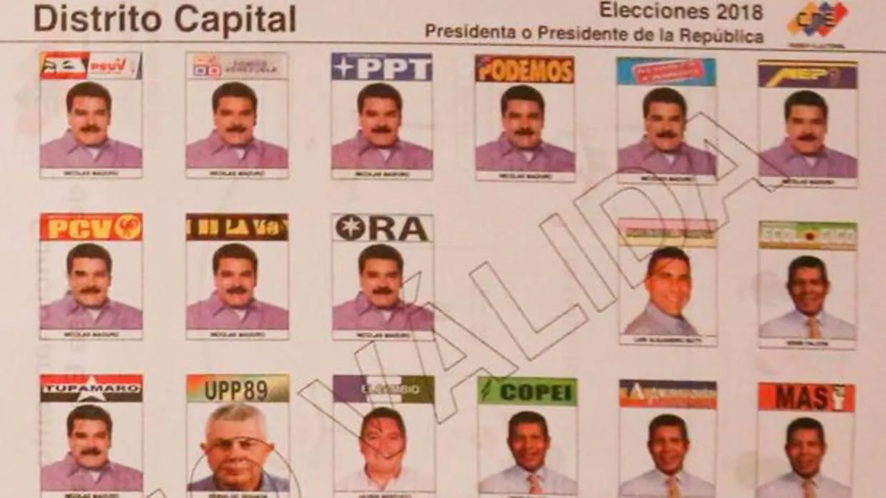 Papeleta electoral para los comicios presidenciales del próximo 20 de mayo