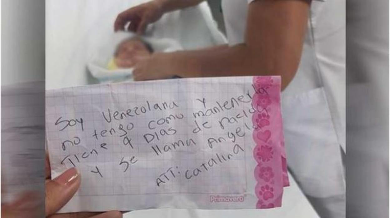 «No tengo cómo mantenerla»: la triste nota de una madre venezolana que abandonó a su bebé en Colombia