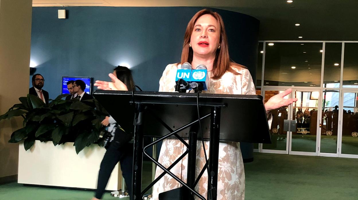 Espinosa se dirige a los medios tras haber sido elegida presidenta de la Asamblea General de la ONU